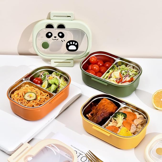 Cute Cartoon Panda 2 Compartments Lunch Box